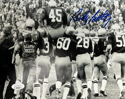 Notre Dame Rudy Ruettiger B/W Horizontal 11x14 with JSA COA