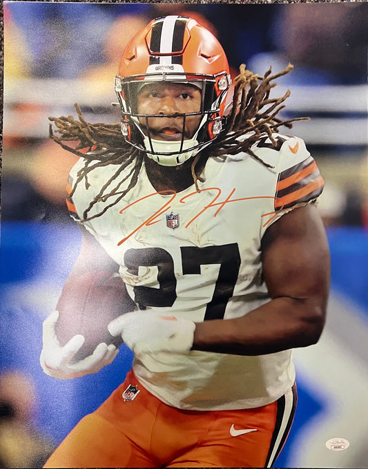 Cleveland Browns Kareem Hunt Close Up Signed 16x20 with JSA COA