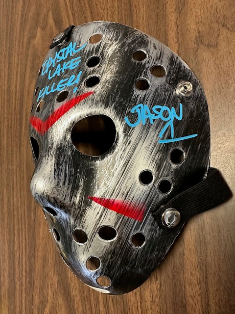 Ari Lehman Signed/Inscribed 'CRYSTAL LAKE KILLER" Silver Mask with JSA COA