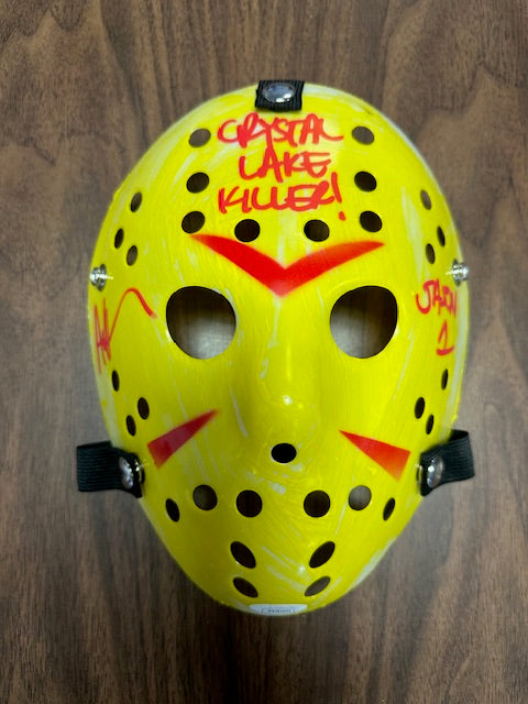 Ari Lehman Signed/Inscribed 'CRYSTAL LAKE KILLER" Yellow Mask with JSA COA