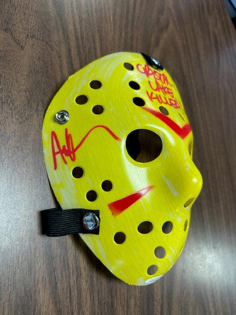 Ari Lehman Signed/Inscribed 'CRYSTAL LAKE KILLER" Yellow Mask with JSA COA