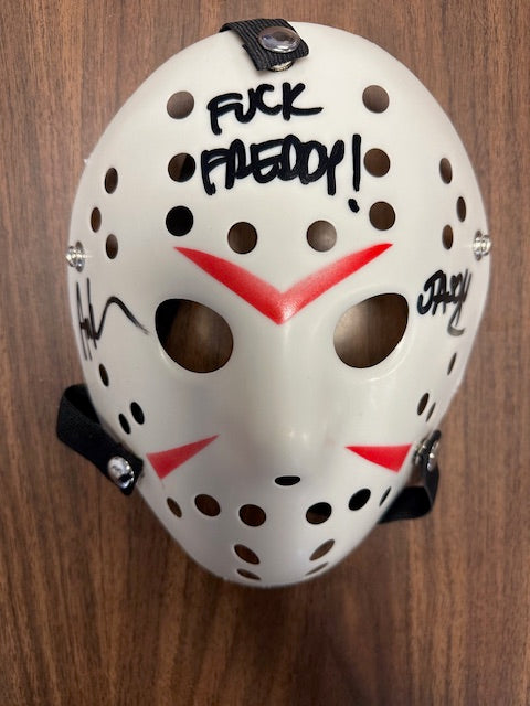 Ari Lehman Signed/Inscribed "FUCK FREDDY" White Mask with JSA COA