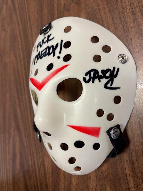 Ari Lehman Signed/Inscribed "FUCK FREDDY" White Mask with JSA COA