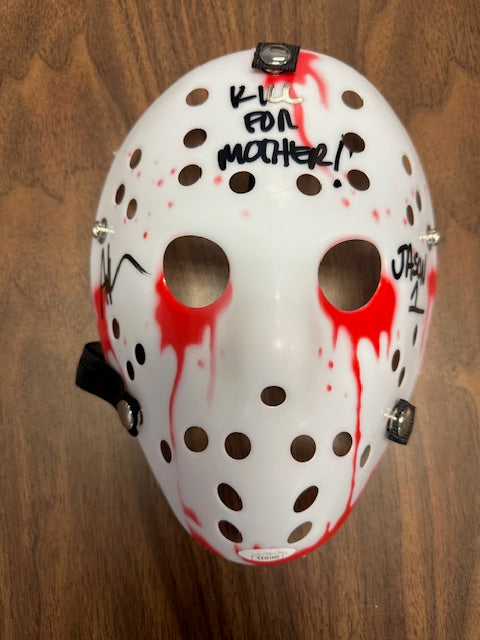 Ari Lehman Signed/Inscribed "KILL FOR MOTHER" White Bloody Mask with JSA COA