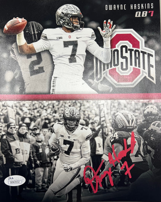 Ohio State Dwayne Haskins Signed 8x10 Vertical with JSA COA