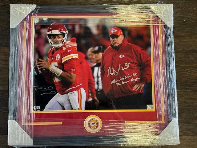 Chiefs Patrick Mahomes & Andy Reid SIGNED 16x20 Photo W/ Grim Reaper Beckett COA