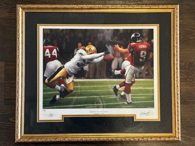 Saints Steve Gleason Signed "Return To The Dome" Framed Painting No Cert