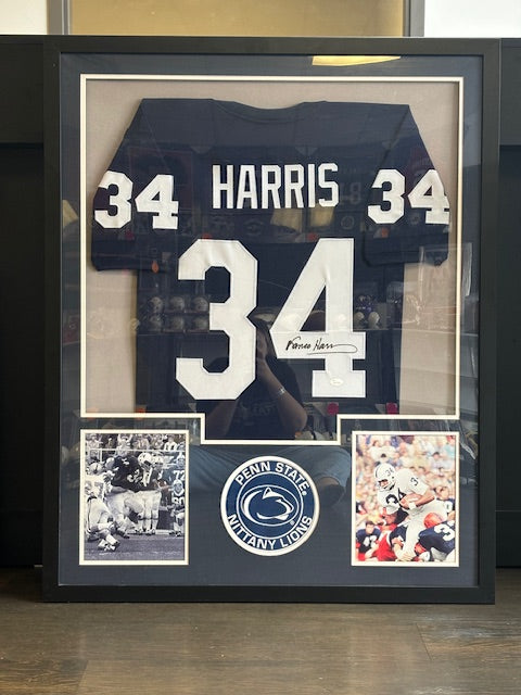 Penn State Franco Harris Signed Framed Jersey JSA COA