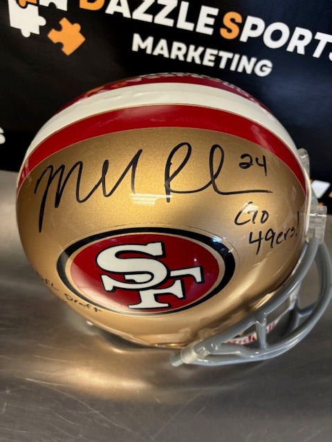 49ers Micheal Robinson Signed/Inscribed Full Size Helmet Replica PSA COA