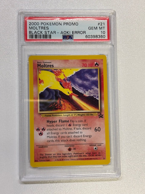 2000 Pokémon Promo Moltres Black Star #21 PSA Grade 10