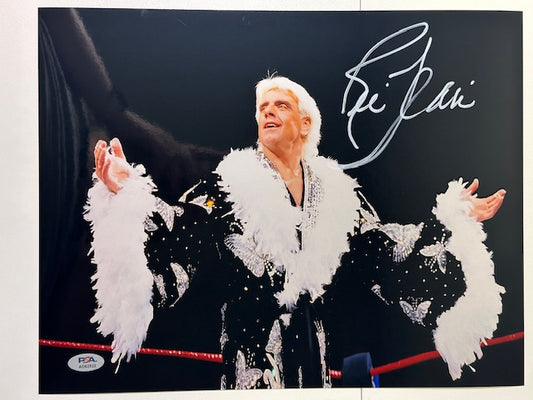 Ric Flair Signed Metalic 11x14 Black Robe Photo PSA COA