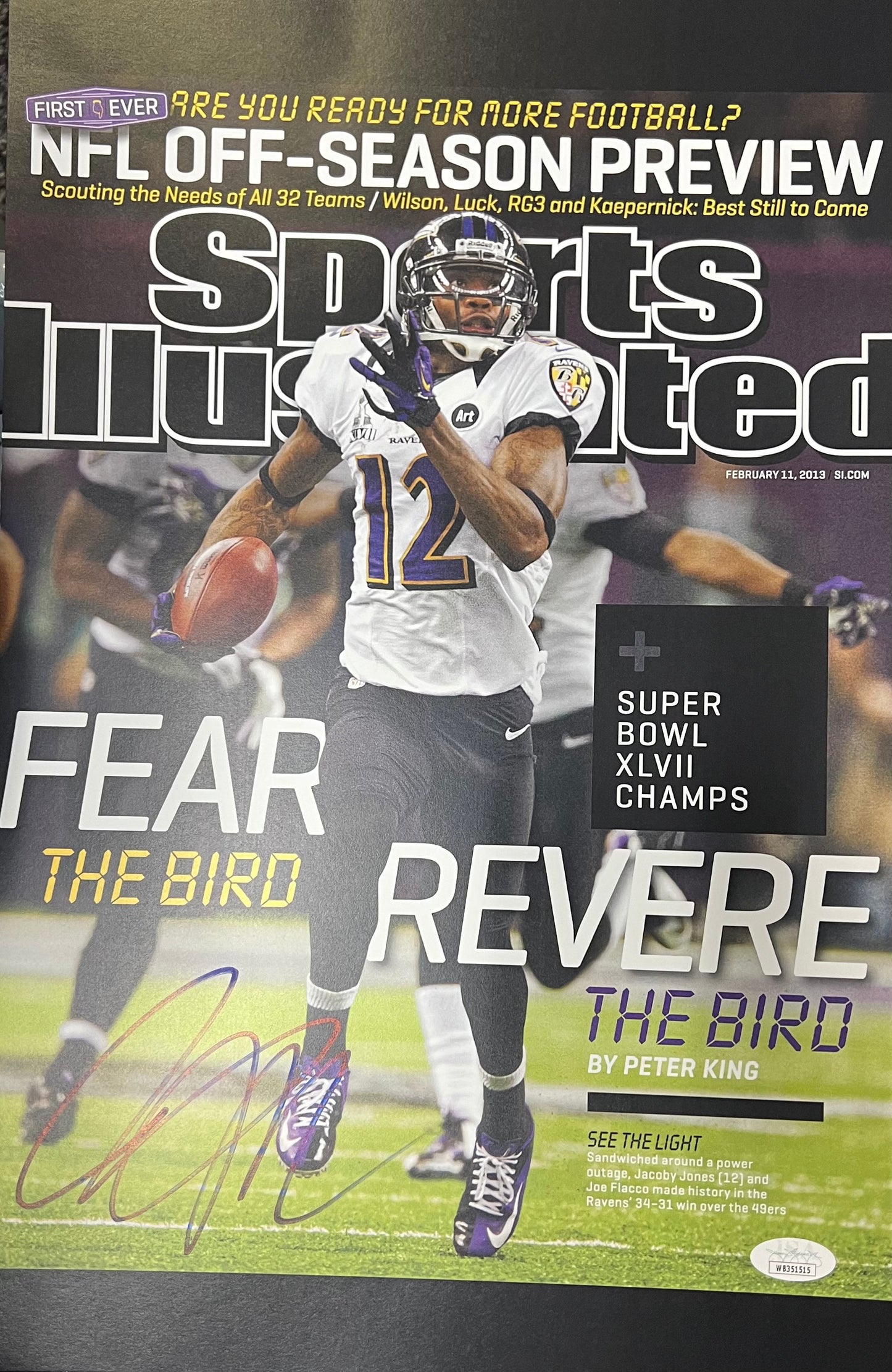 Baltimore Ravens Jacoby Jones Sports Illustrated Signed 11x17 JSA COA *NO CARD*