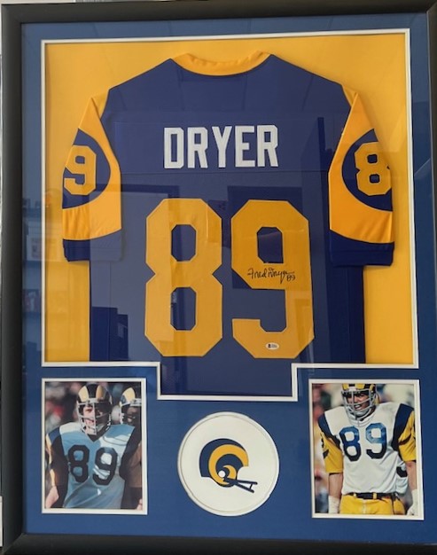 St. Louis Rams Fred Dryer Signed Framed Jersey with Beckett COA