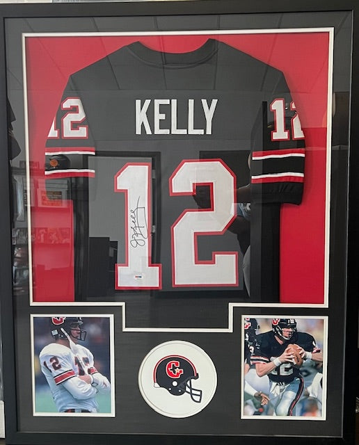 Houston Gamblers Jim Kelly Signed Framed Jersey with PSA COA