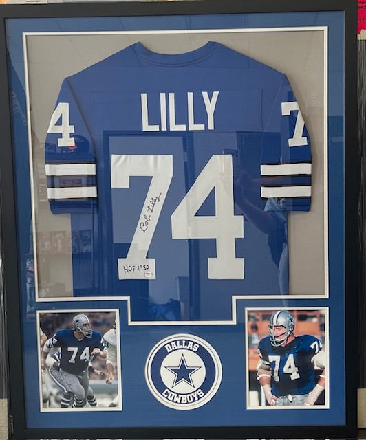 Dallas Cowboys Bob Lilly Signed/Inscribed Framed Jersey with PSA COA