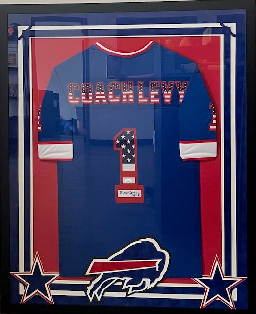 Buffalo Bills Coach Levy Signed Framed Jersey with JSA COA