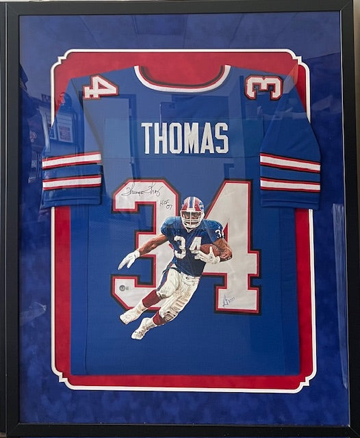 Buffalo Bills Thurman Thomas Signed/Inscribed Framed Hand Painted Jersey with Beckett COA