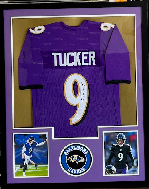 Baltimore Ravens Justin Tucker Signed Framed Jersey with JSA COA