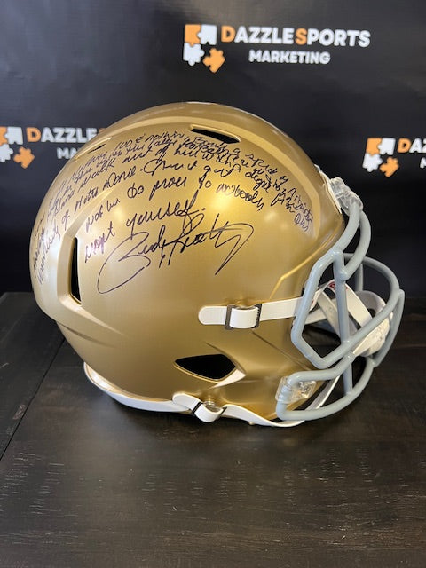 Notre Dame Rudy Ruettiger Signed/Inscribed Full Size Speech Helmet with JSA COA