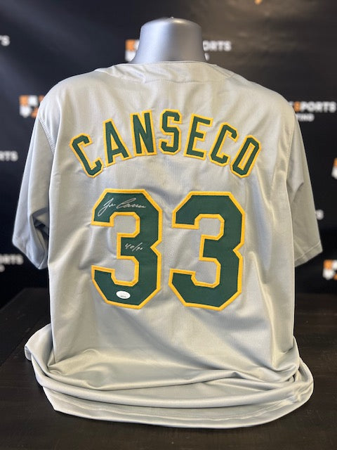 Oakland A's Jose Canseco Signed/Inscribed Gray Jersey with JSA COA