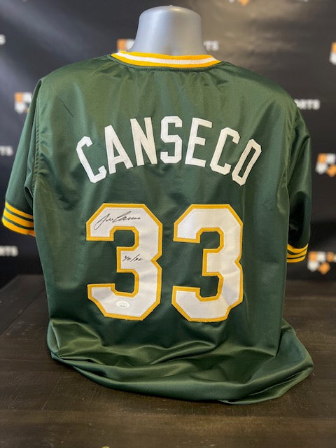 Oakland A's Jose Canseco Signed/Inscribed Green Jersey with JSA COA