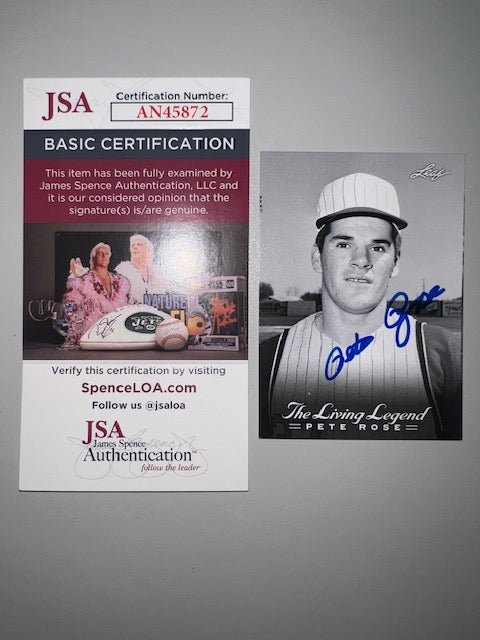 Cincinnati Reds Pete Rose Signed Leaf Card 1 with JSA COA