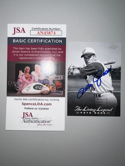 Cincinnati Reds Pete Rose Signed Leaf Card 2 with JSA COA