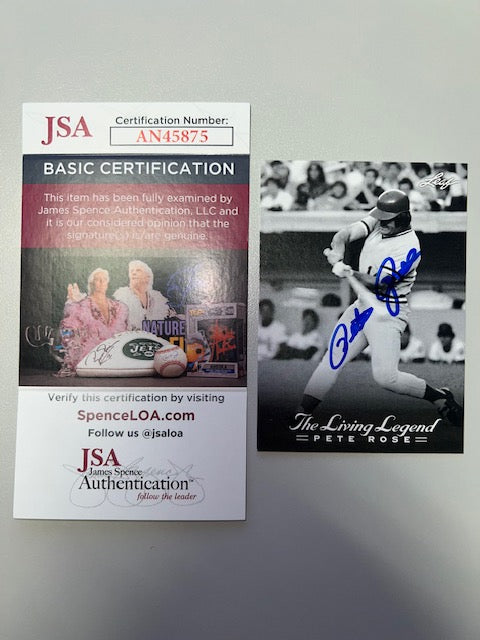 Cincinnati Reds Pete Rose Signed Leaf Card 17 with JSA COA