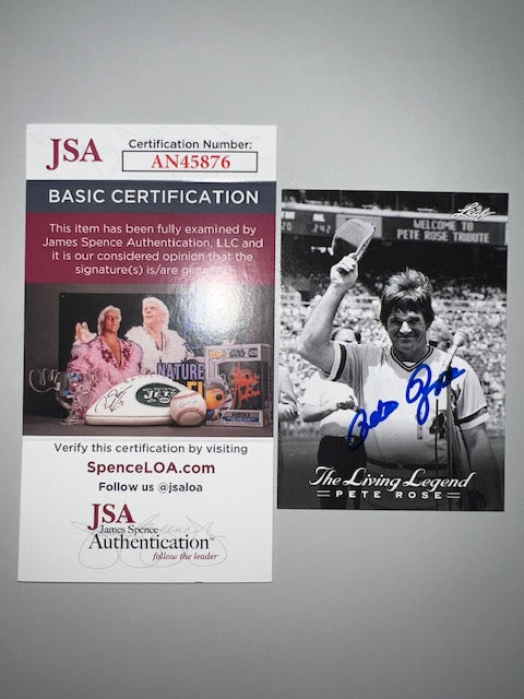 Cincinnati Reds Pete Rose Signed Leaf Card 50 with JSA COA