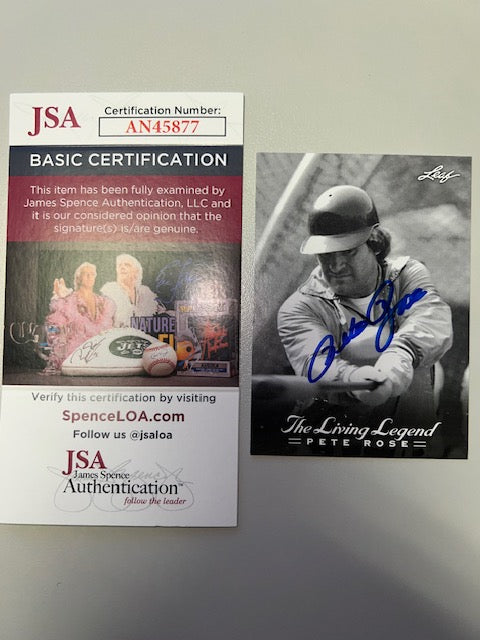 Cincinnati Reds Pete Rose Signed Leaf Card 42 with JSA COA