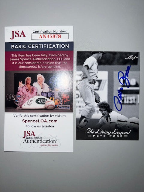 Cincinnati Reds Pete Rose Signed Leaf Card 40 with JSA COA