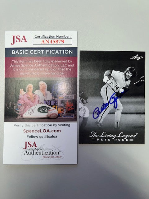 Cincinnati Reds Pete Rose Signed Leaf Card 38 with JSA COA