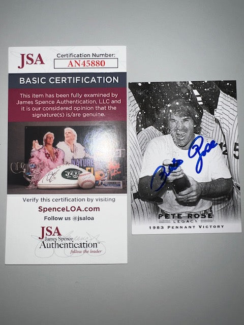 Cincinnati Reds Pete Rose Signed Leaf Card 49 with JSA COA