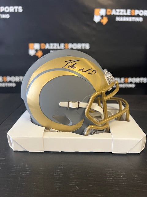 Los Angeles Rams Puka Nacua Signed Slate Mini Helmet with Beckett COA