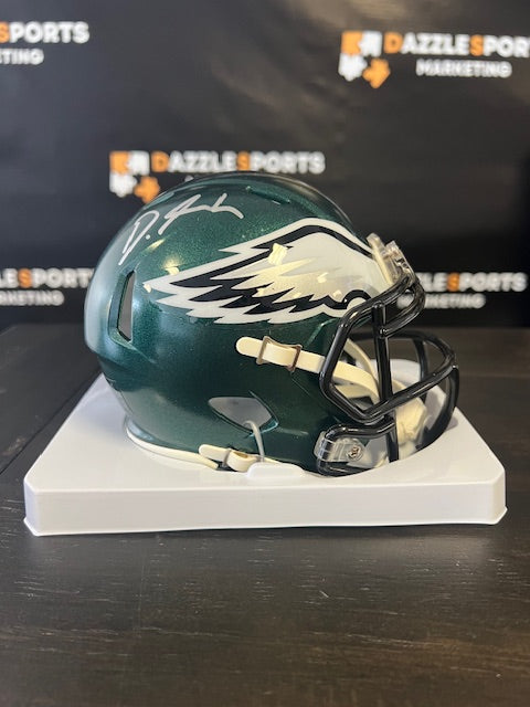 Philadelphia Eagles DeVonta Smith Signed Mini Helmet with Beckett COA