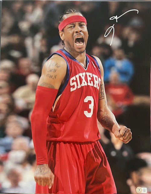 Philadelphia 76ers Allen Iverson Signed 16x20 with Beckett COA