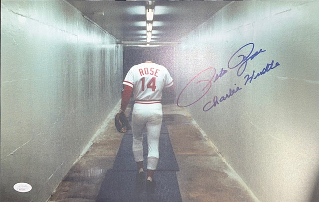 Cincinnati Reds Pete Rose Signed/Inscribed 11x17 Walking with JSA COA