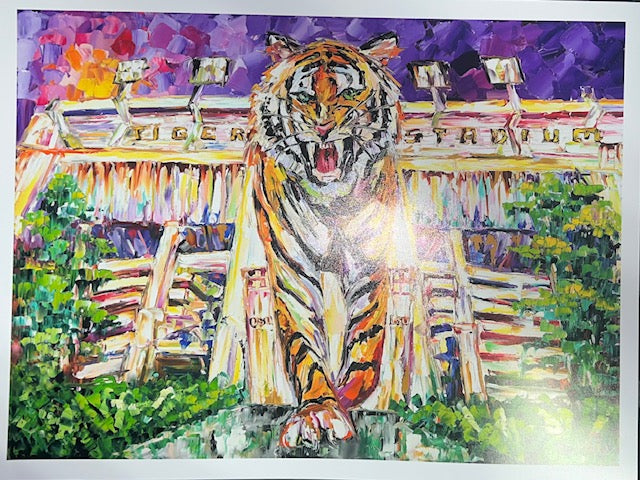 LSU Tigers Tiger Walk 11x14 Painting Signed By Becky Fos