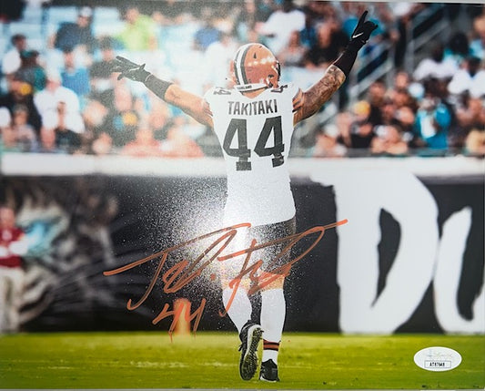 Cleveland Browns Sione Takitaki Signed 8x10 with JSA COA