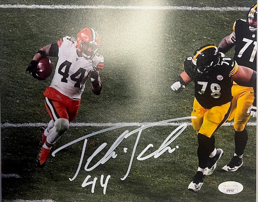 Cleveland Browns Sione Takitaki Signed 8x10 Running with JSA COA