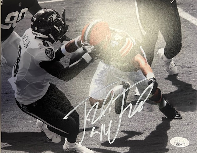Cleveland Browns Sione Takitaki B/W Signed 8x10 with JSA COA