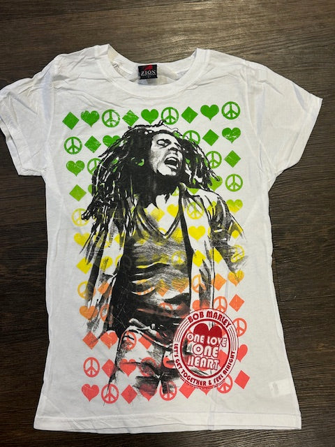 Zion Rootswear Bob Marley White T-Shirt Women's Size L