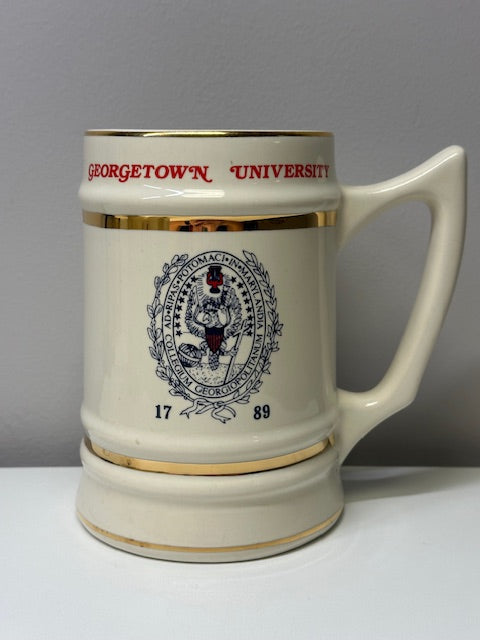 1789 Georgetown University Stein- Creme w/ Logo Gold Trimming