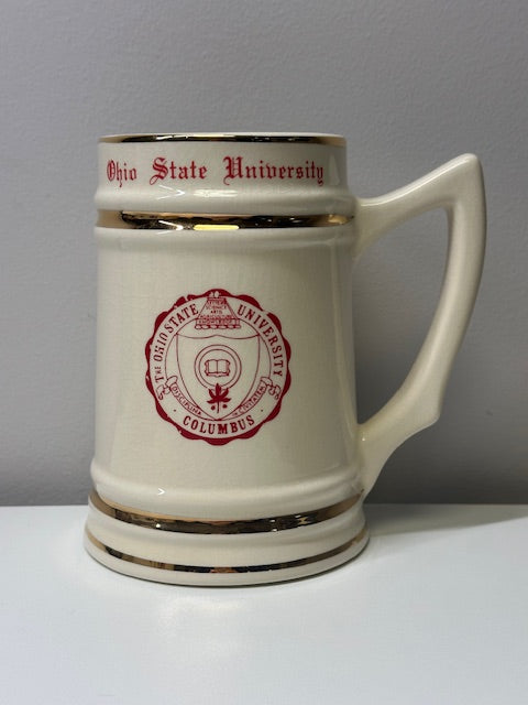 The Ohio State University Stein- Creme w/ Red Logo and Gold Trimmings