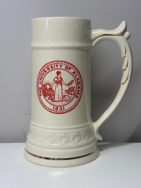 The University of Alabama 1831 Stein- Creme w/ Red Logo Gold Detailing