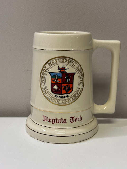 Virginia Tech Stein- Creme w/ Logo Gold Trimming