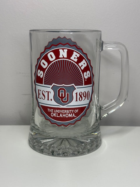 University of Oklahoma Sooners Glass Mug Stein