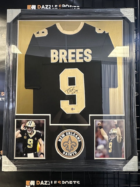 Saints Drew Brees Signed Framed Jersey Beckett COA