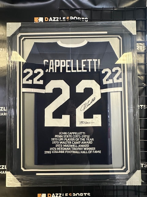 Penn State John Cappelletti Signed/Inscribed Framed Jersey JSA COA