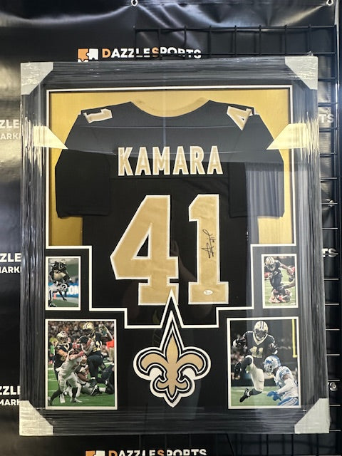 Saints Alvin Kamara Signed Framed Jersey JSA COA